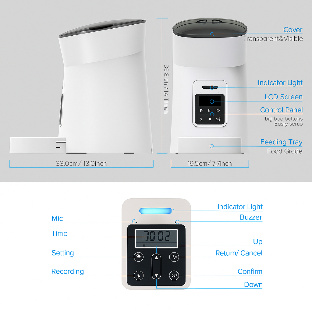 Dispenser Smart 6 L con Pasti Automatici, Telecamera HD e Timer – Ideale per Cani e Gatti, Crocchette Secche