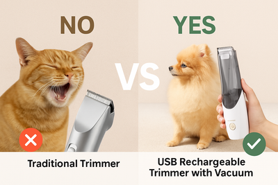 Tagliapeli Ricaricabile USB a Bassa Rumorosità con Aspirazione Integrata – Ideale per la Toelettatura di Cani e Gatti